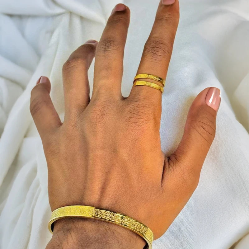 Ayatul Kursi Bar Locket + Breslet - Golden