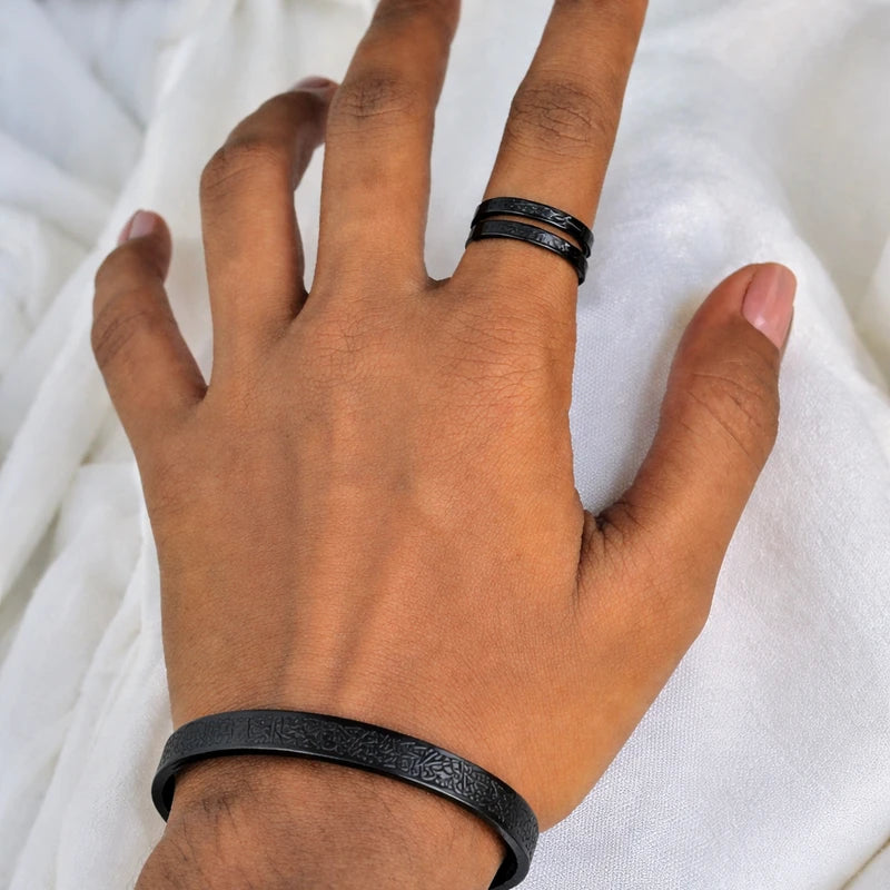 Ayatul Kursi Bar Locket + Breslet - Black