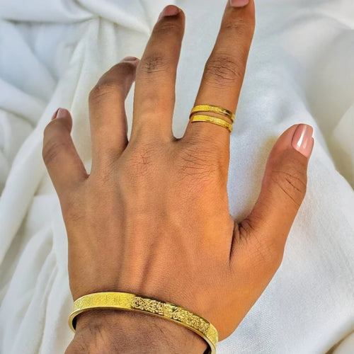 Ayatul Kursi Bar Locket + Breslet + Ring - Golden